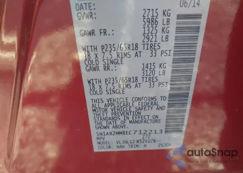 2014 Nissan Pathfinder Sl from USA, damaged, VIN 5N1AR2MM8EC712213
